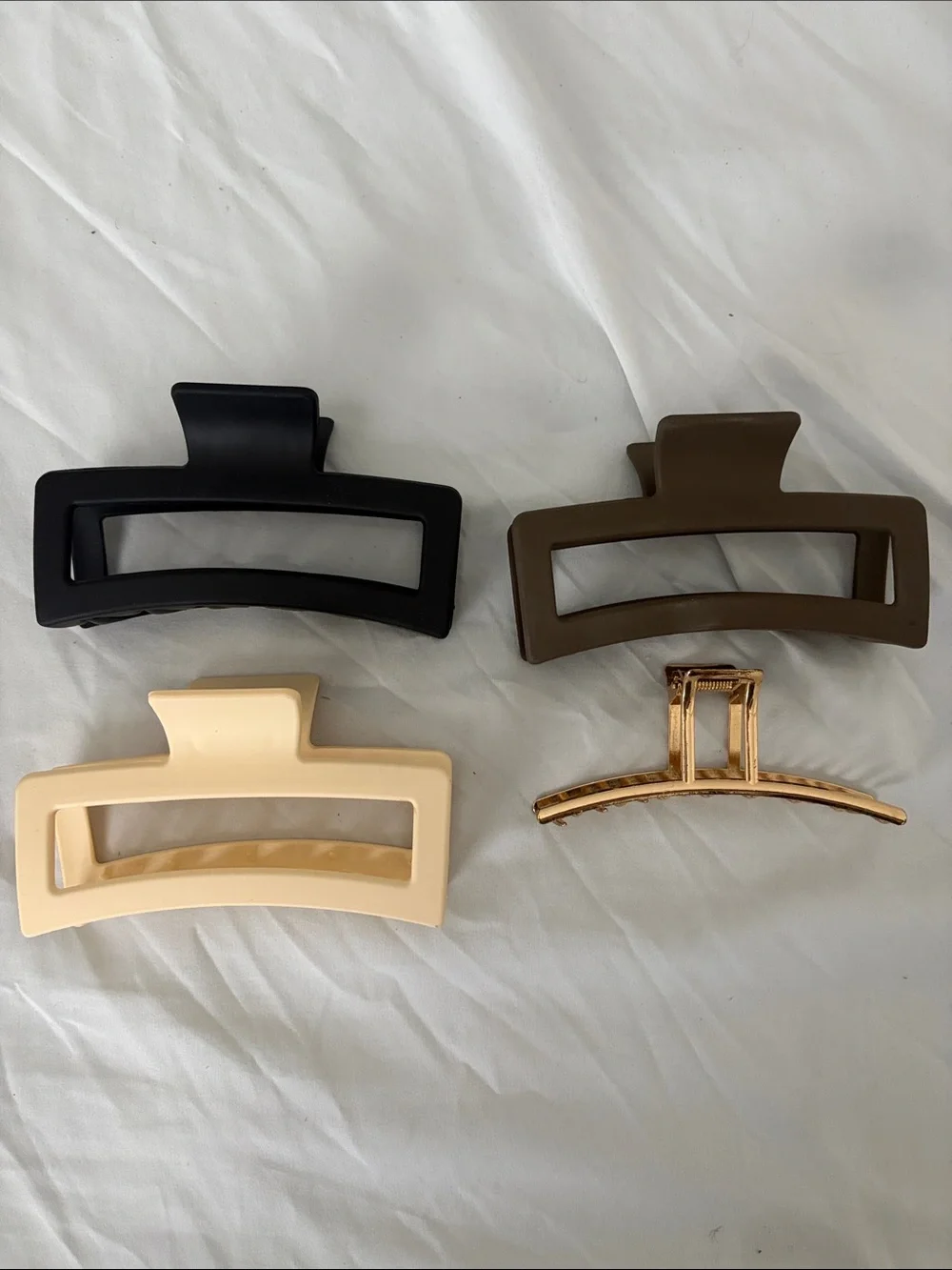 Classic Neutral Hair Claw Clip Set - Black, Brown, Cream, Gold